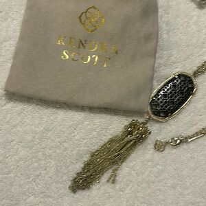 Kendra Scott Rayne Gold Gunmetal Filigree Necklace